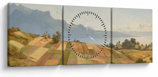 Obraz - Alexandre Calame, Swiss Landscape, reprodukcia (s hodinami) (90x30 cm)