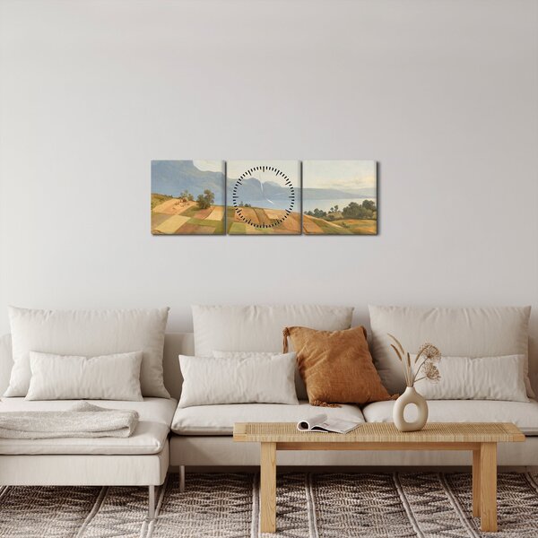 Obraz - Alexandre Calame, Swiss Landscape, reprodukcia (s hodinami) (90x30 cm)