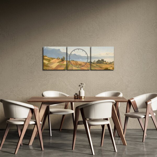 Obraz - Alexandre Calame, Swiss Landscape, reprodukcia (s hodinami) (90x30 cm)