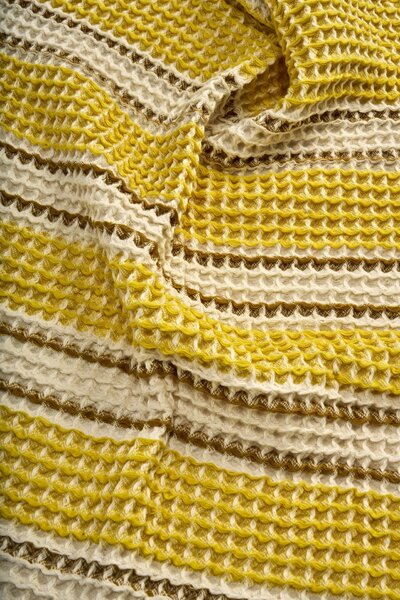 Vafľový uterák Yellow/Off White 50 × 80 cm