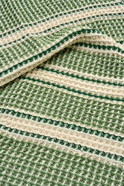 Vafľový uterák Green/Off White 50 × 80 cm