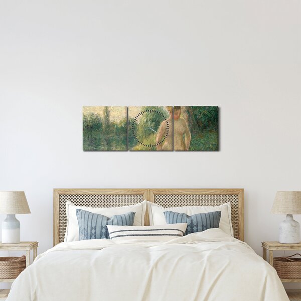 Obraz - Camille Pissarro, The Bather, reprodukcia (s hodinami) (90x30 cm)
