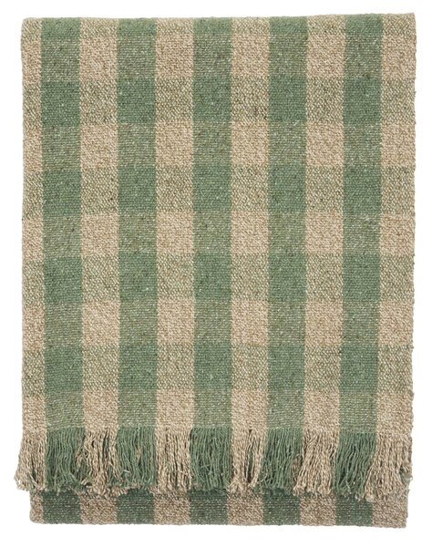 Prehoz z recyklovanej bavlny Checked Green 125 × 175 cm