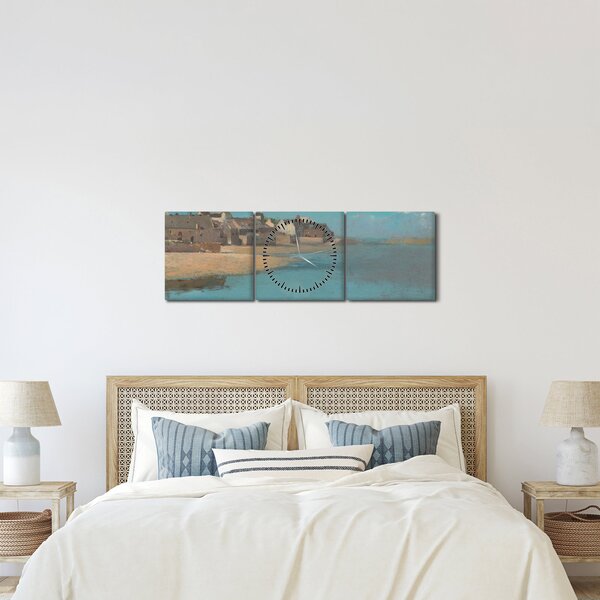 Obraz - Odilon Redon, Village by the Sea in Brittany, reprodukcia (s hodinami) (90x30 cm)