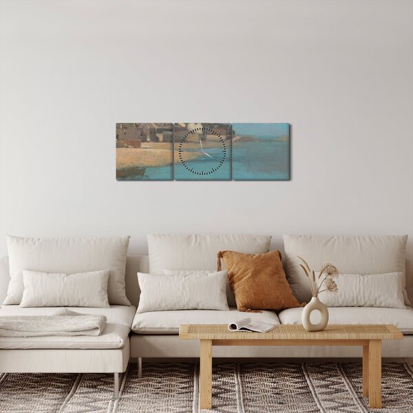 Obraz - Odilon Redon, Village by the Sea in Brittany, reprodukcia (s hodinami) (90x30 cm)