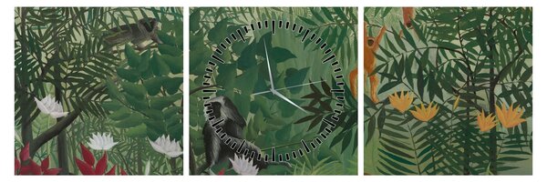 Obraz - Henri Rousseau, Tropical Forest with Monkeys, reprodukcia (s hodinami) (90x30 cm)