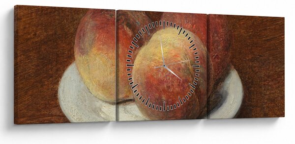Obraz - Henri Fantin-Latour, Three Peaches on a Plate, reprodukcia (s hodinami) (90x30 cm)