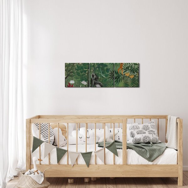 Obraz - Henri Rousseau, Tropical Forest with Monkeys, reprodukcia (s hodinami) (90x30 cm)