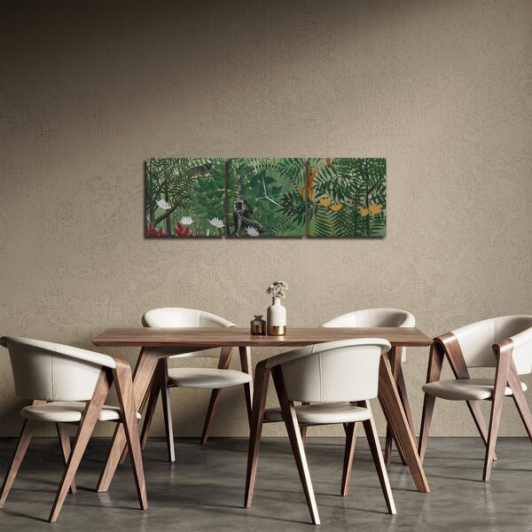 Obraz - Henri Rousseau, Tropical Forest with Monkeys, reprodukcia (s hodinami) (90x30 cm)