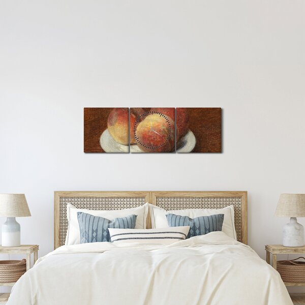 Obraz - Henri Fantin-Latour, Three Peaches on a Plate, reprodukcia (s hodinami) (90x30 cm)