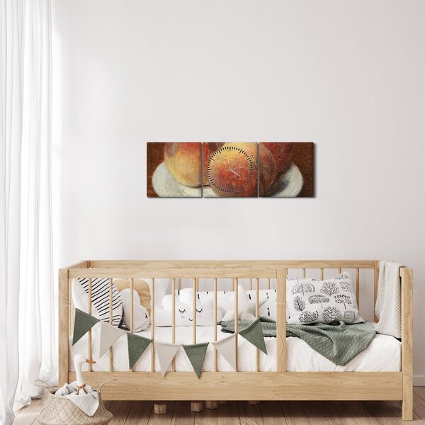 Obraz - Henri Fantin-Latour, Three Peaches on a Plate, reprodukcia (s hodinami) (90x30 cm)