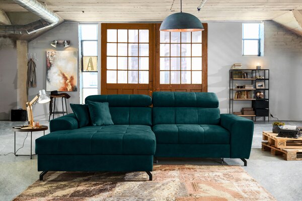 ROHOVÁ SEDACIA SÚPRAVA, textil, petrolejová Carryhome - Sedačky