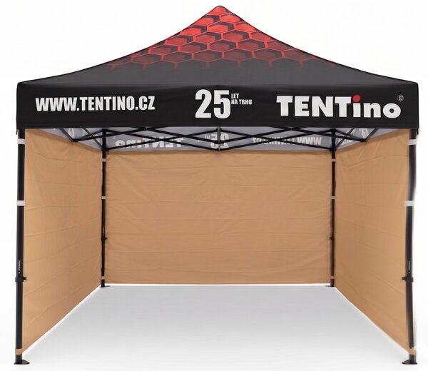 TENTino PROMO nožnicový stan 3x3 m STEEL s potlačenou STRECHOU Farba opláštenia: 10A - HNEDÁ, Počet bočních plachet: konstrukce + střecha TENTino + 1x boční strana
