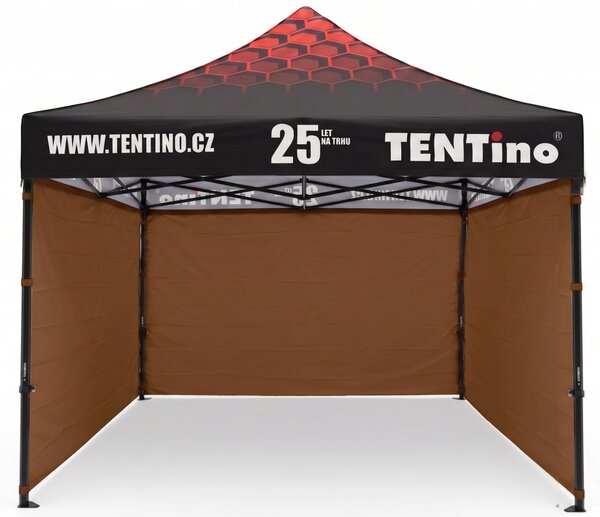 TENTino PROMO nožnicový stan 3x3 m STEEL s potlačenou STRECHOU Farba opláštenia: 10A - HNEDÁ, Počet bočních plachet: konstrukce + střecha TENTino + 1x boční strana