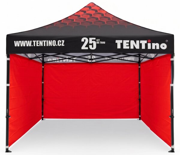 TENTino PROMO nožnicový stan 3x3 m STEEL s potlačenou STRECHOU Farba opláštenia: 10A - HNEDÁ, Počet bočních plachet: konstrukce + střecha TENTino + 1x boční strana