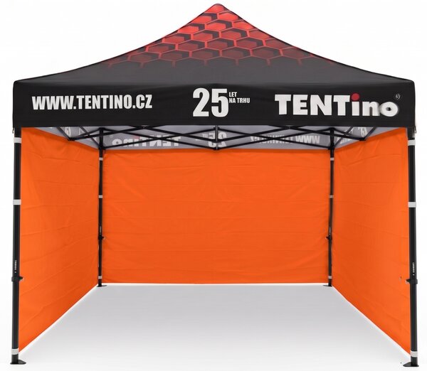 TENTino PROMO nožnicový stan 3x3 m STEEL s potlačenou STRECHOU Farba opláštenia: 10A - HNEDÁ, Počet bočních plachet: konstrukce + střecha TENTino + 1x boční strana