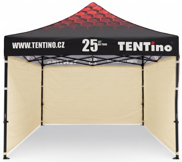 TENTino PROMO nožnicový stan 3x3 m STEEL s potlačenou STRECHOU Farba opláštenia: 10A - HNEDÁ, Počet bočních plachet: konstrukce + střecha TENTino + 1x boční strana