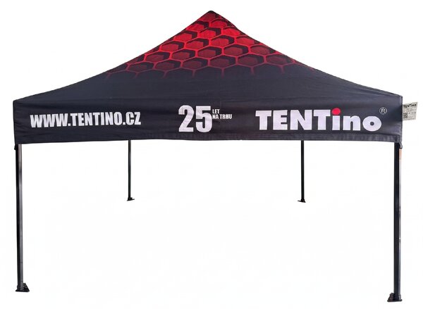 TENTino PROMO nožnicový stan 3x3 m STEEL s potlačenou STRECHOU Farba opláštenia: 10A - HNEDÁ, Počet bočních plachet: konstrukce + střecha TENTino + 1x boční strana