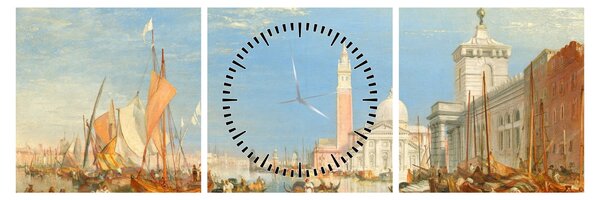 Obraz - Joseph Mallord William Turner, Venice the Dogana and San Giorgio Maggiore, reprodukcia (s hodinami) (90x30 cm)