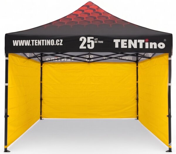 TENTino PROMO nožnicový stan 3x3 m STEEL s potlačenou STRECHOU Farba opláštenia: 10A - HNEDÁ, Počet bočních plachet: konstrukce + střecha TENTino + 1x boční strana
