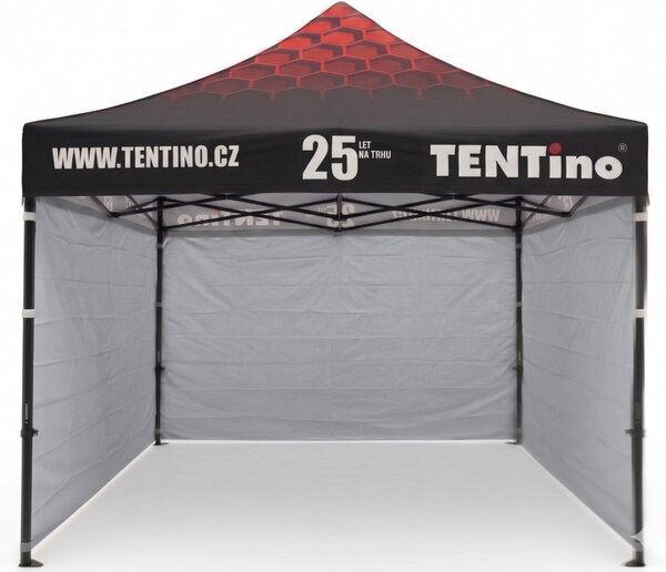 TENTino PROMO nožnicový stan 3x3 m STEEL s potlačenou STRECHOU Farba opláštenia: 10A - HNEDÁ, Počet bočních plachet: konstrukce + střecha TENTino + 1x boční strana