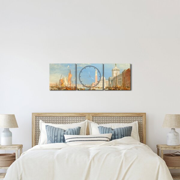 Obraz - Joseph Mallord William Turner, Venice the Dogana and San Giorgio Maggiore, reprodukcia (s hodinami) (90x30 cm)