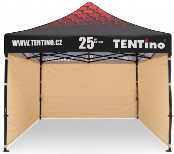 TENTino PROMO nožnicový stan 3x3 m STEEL s potlačenou STRECHOU Farba opláštenia: 10A - HNEDÁ, Počet bočních plachet: konstrukce + střecha TENTino + 1x boční strana
