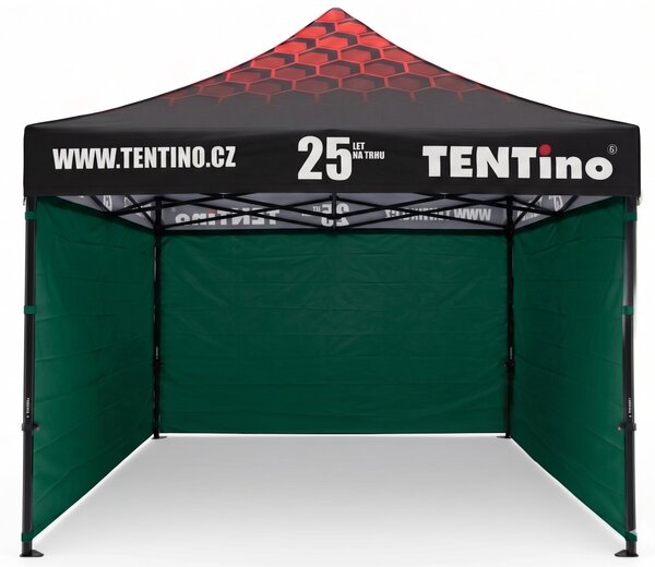 TENTino PROMO nožnicový stan 3x3 m STEEL s potlačenou STRECHOU Farba opláštenia: 10A - HNEDÁ, Počet bočních plachet: konstrukce + střecha TENTino + 1x boční strana