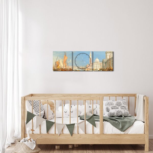 Obraz - Joseph Mallord William Turner, Venice the Dogana and San Giorgio Maggiore, reprodukcia (s hodinami) (90x30 cm)