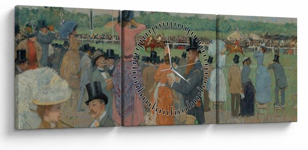 Obraz - Jean-Louis Forain, The Races at Longchamp, reprodukcia (s hodinami) (90x30 cm)