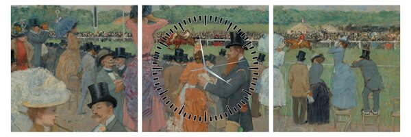 Obraz - Jean-Louis Forain, The Races at Longchamp, reprodukcia (s hodinami) (90x30 cm)