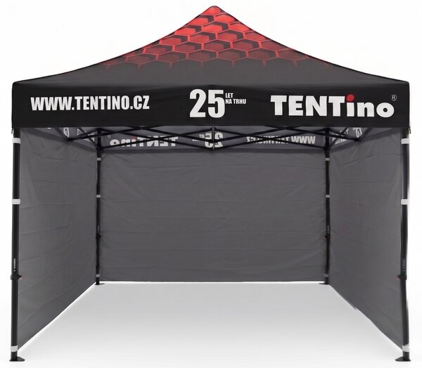 TENTino PROMO nožnicový stan 3x3 m STEEL s potlačenou STRECHOU Farba opláštenia: 17A - ANTRACIT, Počet bočních plachet: konstrukce + střecha TENTino + 1x boční strana