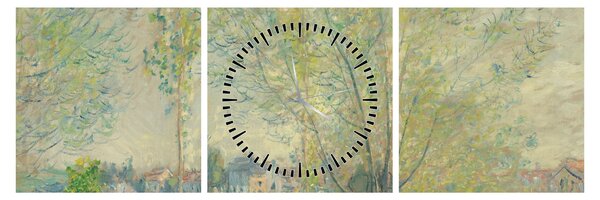Obraz - Claude Monet, The Willows, reprodukcia (s hodinami) (90x30 cm)