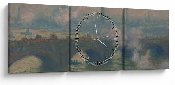 Obraz - Claude Monet, Waterloo Bridge, Gray Day, reprodukcia (s hodinami) (90x30 cm)