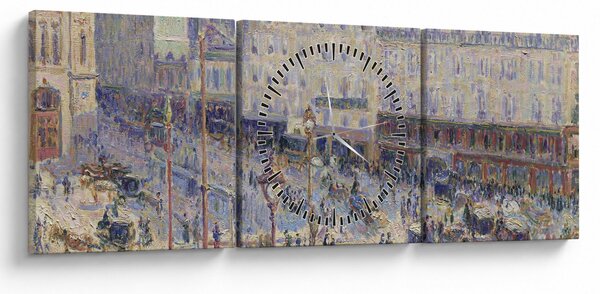 Obraz - Camille Pissarro, The Place du Havre, reprodukcia (s hodinami) (90x30 cm)