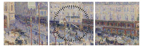 Obraz - Camille Pissarro, The Place du Havre, reprodukcia (s hodinami) (90x30 cm)