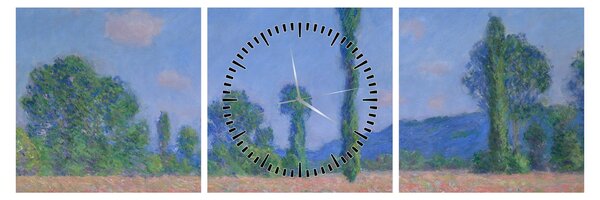 Obraz - Claude Monet, Poppy Field (Giverny), reprodukcia (s hodinami) (90x30 cm)