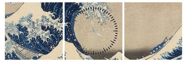 Obraz - Katsushika Hokusai, Under the Wave off Kanagawa, reprodukcia (s hodinami) (90x30 cm)
