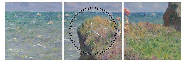 Obraz - Claude Monet, Cliff Walk at Pourville, reprodukcia (s hodinami) (90x30 cm)