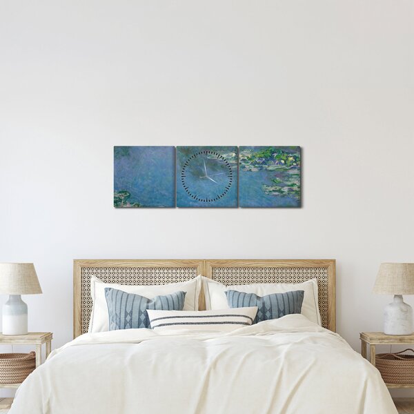 Obraz - Claude Monet, Water Lilies, reprodukcia (s hodinami) (90x30 cm)