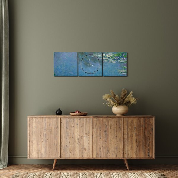 Obraz - Claude Monet, Water Lilies, reprodukcia (s hodinami) (90x30 cm)
