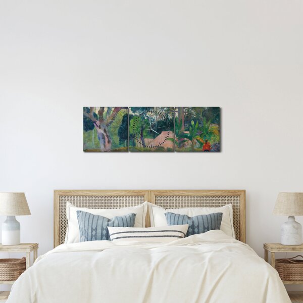Obraz - Paul Gauguin, Te raau rahi (The Big Tree), reprodukcia (s hodinami) (90x30 cm)