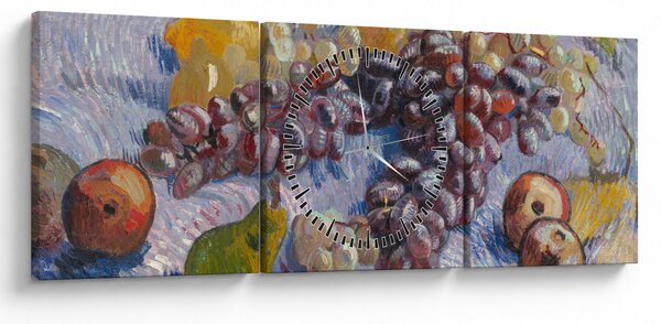 Obraz - Vincent van Gogh, Grapes, Lemons, Pears, and Apples, reprodukcia (s hodinami) (90x30 cm)