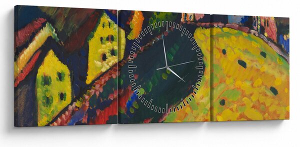 Obraz - Vasily Kandinsky, Houses at Murnau, reprodukcia (s hodinami) (90x30 cm)