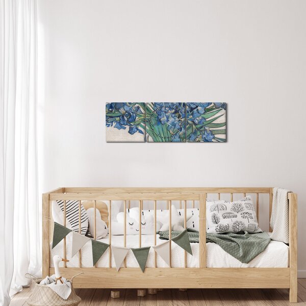 Obraz - Vincent van Gogh, Irises, reprodukcia (s hodinami) (90x30 cm)