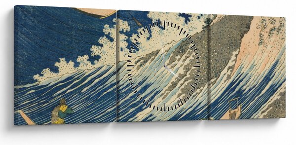 Obraz - Katsushika Hokusai, Fishing Boats at Choshi in Shimosa (Soshu Choshi) , reprodukcia (s hodinami) (90x30 cm)