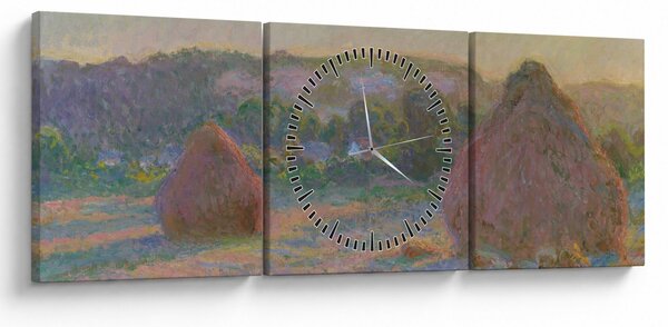 Obraz - Claude Monet, Stacks of Wheat (End of Summer) , reprodukcia (s hodinami) (90x30 cm)