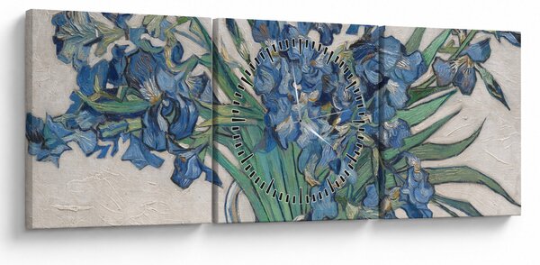 Obraz - Vincent van Gogh, Irises, reprodukcia (s hodinami) (90x30 cm)
