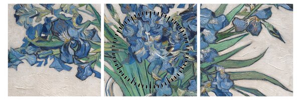 Obraz - Vincent van Gogh, Irises, reprodukcia (s hodinami) (90x30 cm)