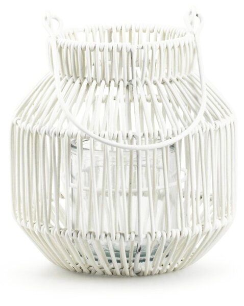 Kovová lucerna MAREN HALO 18,5 cm, biela